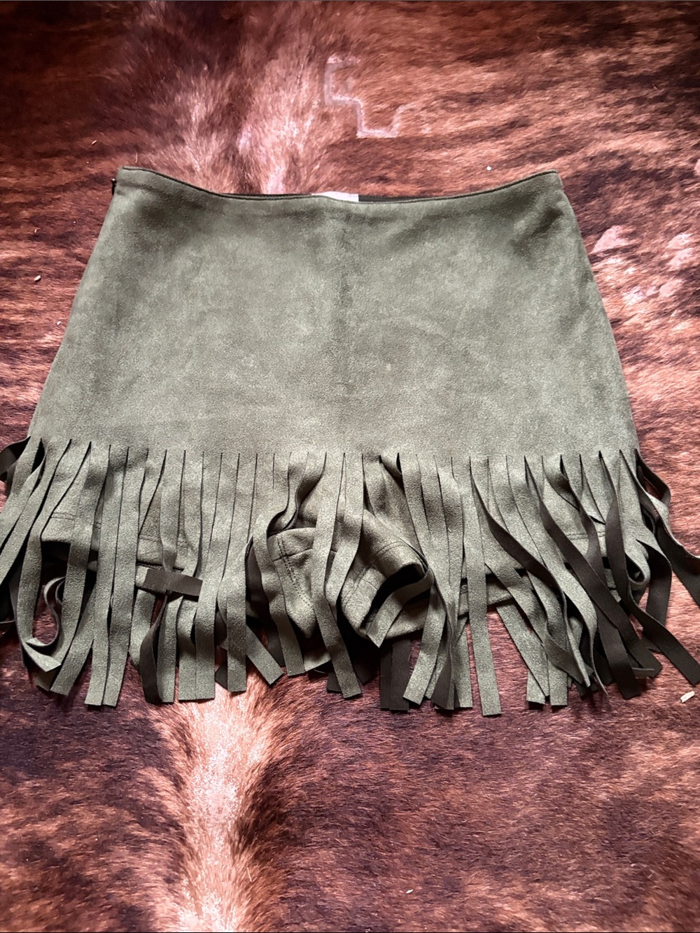 Rodeo Quincy Olive Green Fringe Skort Women